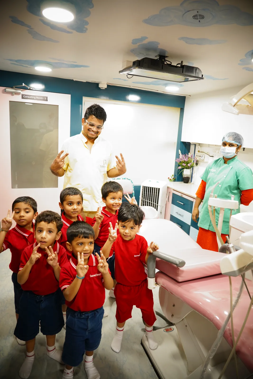 Pre-Primary children visiting a dentist's clinic