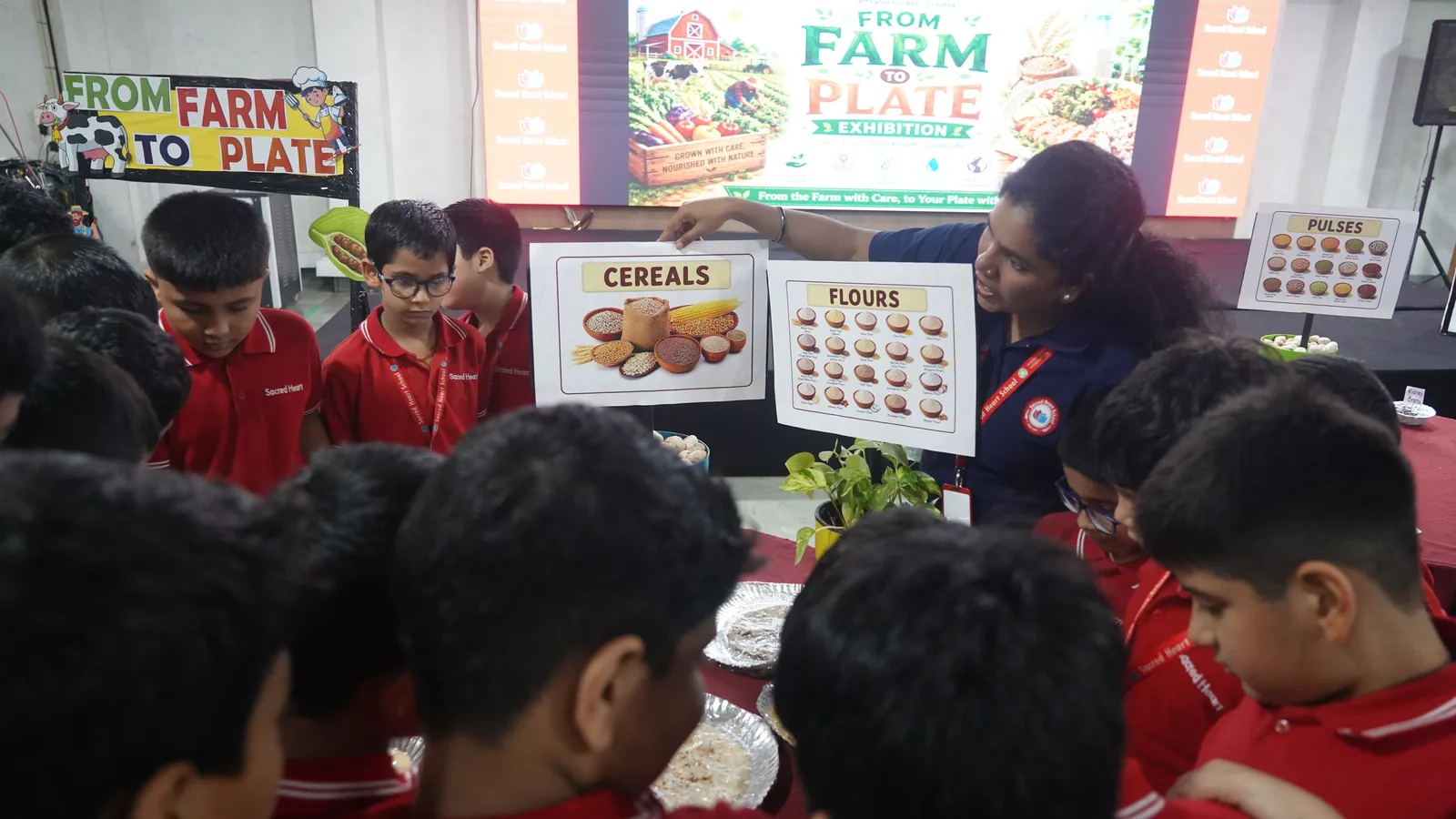 Primary students at a Farm to Plate grocery role-play activity